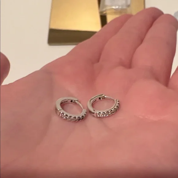 NWT pandora sparkling huggie hoop earrings in silver - Picture 9 of 9